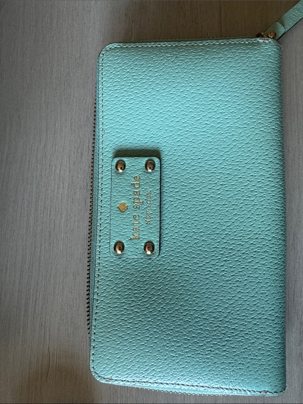 kate spade Pebbled Zip Wallet in Aqua